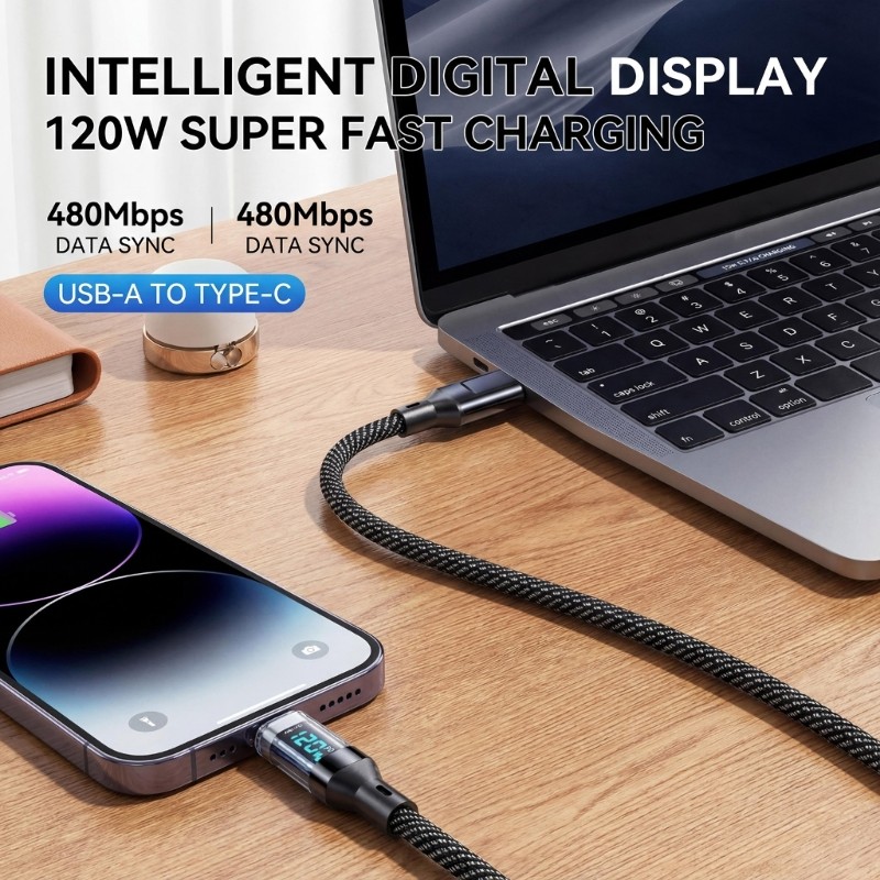 Digital Display USB to Type C Charging Cable Power Monitor for Efficient Use gallery