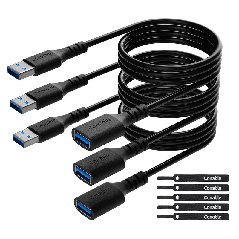 3 Pack USB 3.0 Extension Cable 15 Feet, USB A Male to Female Extender Cord, 5...