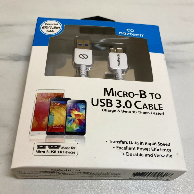 Naztech Micro Charger & Sync USB Cable 6ft/1.8m high speed Data transfer