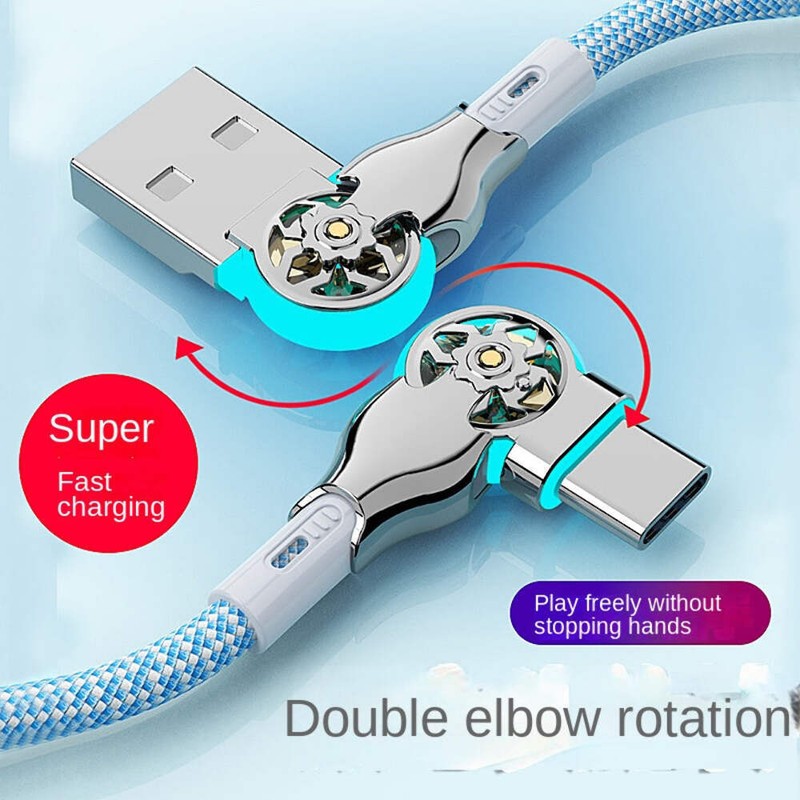 2-piece-universal-fast-charging-data-cable-type-c-with-light-double-elbow-rotati gallery