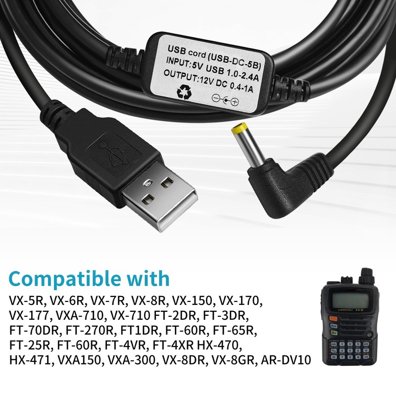 for Yaesu FT-60 FT-60R USB Power Supply Charger Cable Upgraded for VX-6R VX-5... gallery