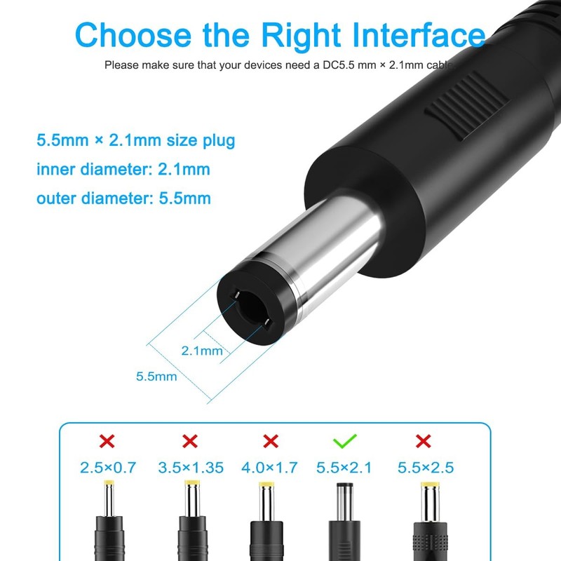 3FT USB to DC Power Cable USB 2.0 A to DC 5.5mm x 2.1mm Plug Charger Cord gallery