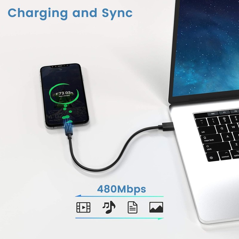 20-Pack Bulk Short 1ft USB C Cable, USB A to Type C Fast Charging Cord, Black gallery