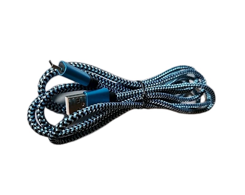 NWOT USB Charger Cable Cord Nylon Braided Blue 6.6 Ft. Fast Charge Samsung