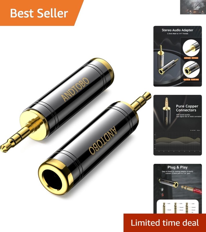 Pure Copper Headphone Adapter 3.5mm to 1/4” Jack – 2-Pack for Superior Sound