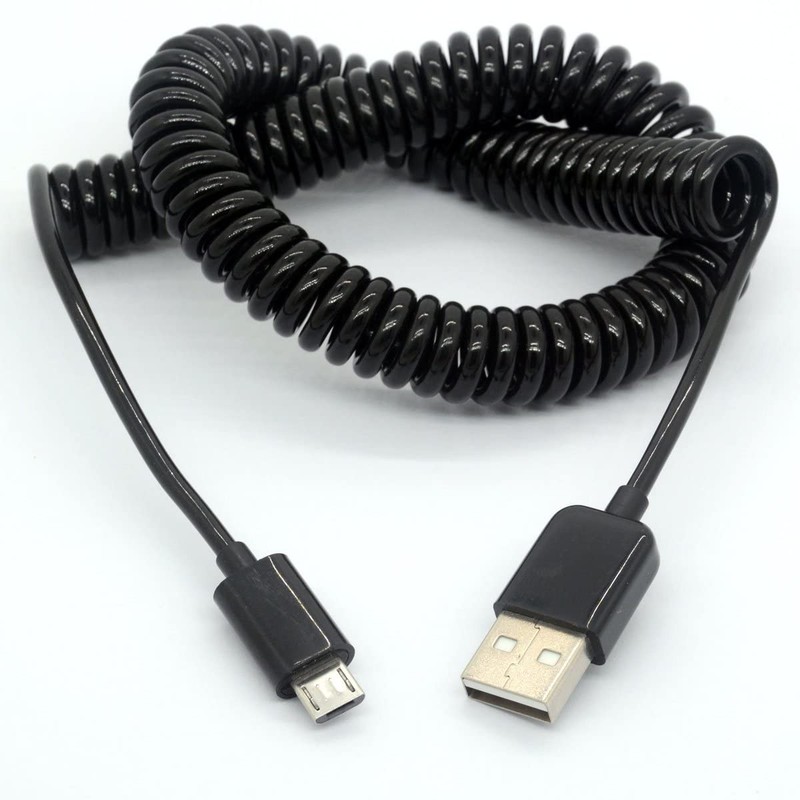 Coiled USB To Micro USB Cable Spring Spiral 2.0 Male To Micro B 3M 9.8 FT gallery