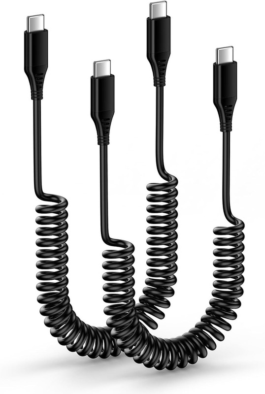 Android Auto USB C Cable Fast Charging, 3FT+6FT Retractable Coiled Type C to C P