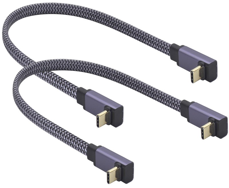 2Pack Up&Down Angle USB 3.1 to 10Gbps Connector Cable 60W&3A Short Flat 90 De...