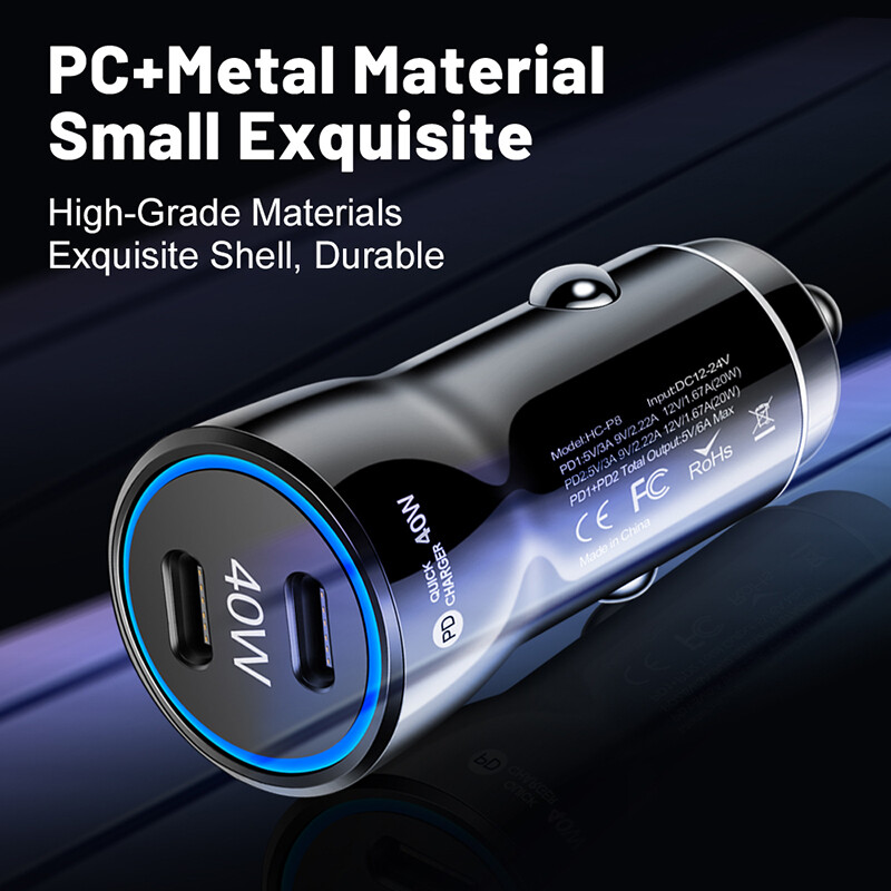 Dual USB C Type C Fast 40W Car Charger Adapter For iPhone 17e /Google /Samsung gallery