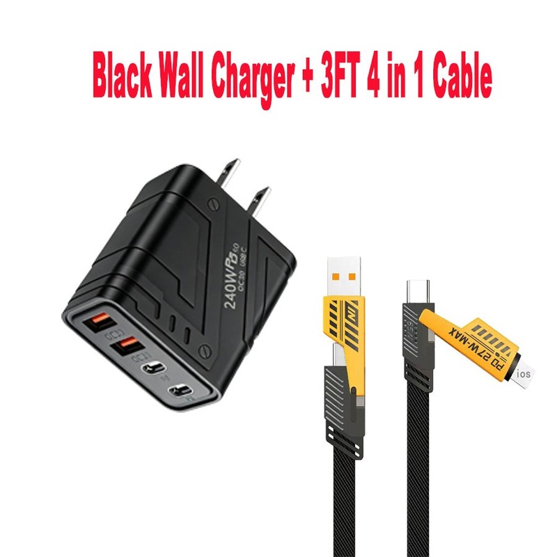 240W 4-Port USB C Super Fast Charger Wall Adapter Block for Laptop Phone 2026