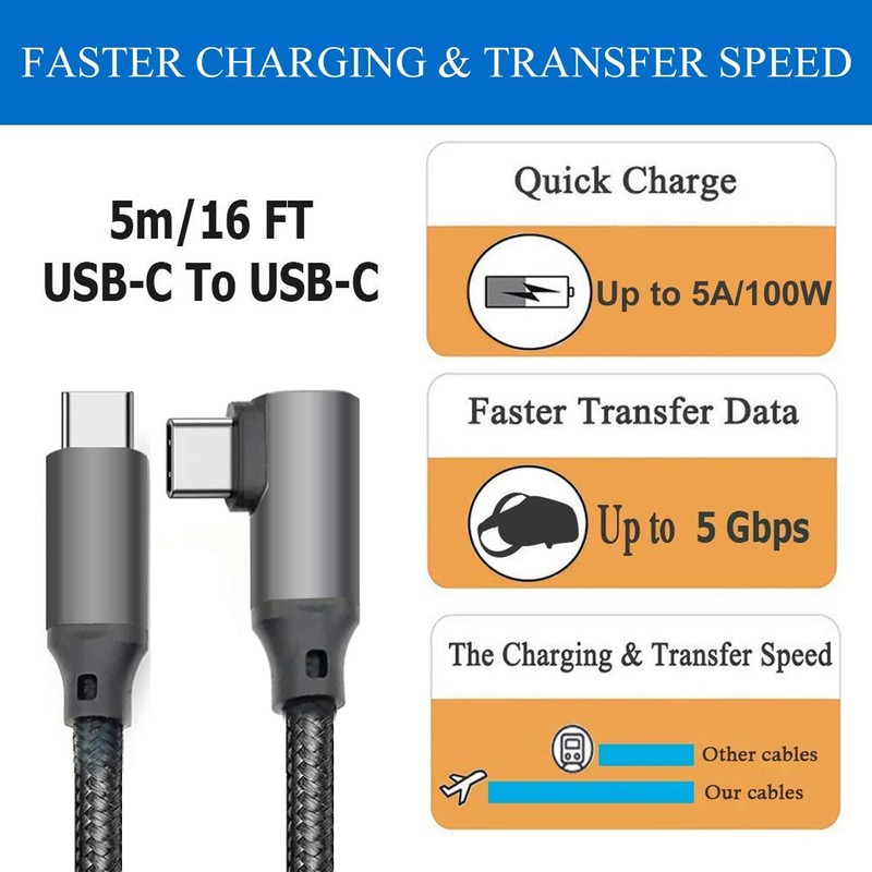 16ft Braided USB-C Link Cable for Meta Quest Pro & Quest 2 - Fast Charge & Data gallery