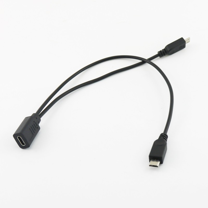 USB 3.1 Type C Female to Dual Micro USB Male Y Splitter Connector Cable 20+30cm gallery