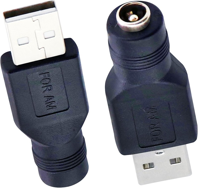 USB to DC Power Adapter USB 2.0 A Male to DC 5.5×2.1mm Female Connector DC5521 F