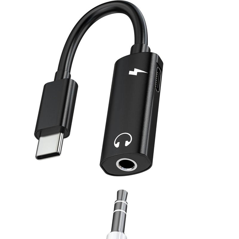 2in1 USB Type-C to 3.5mm AUX Audio Headphone Jack Adapter Charger For iPhone 17
