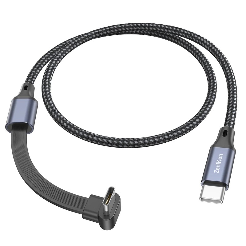 90 Degree USB C Cable 1FT, Right Angle USB C Cable Flat 60W Fast Charging Nyl…