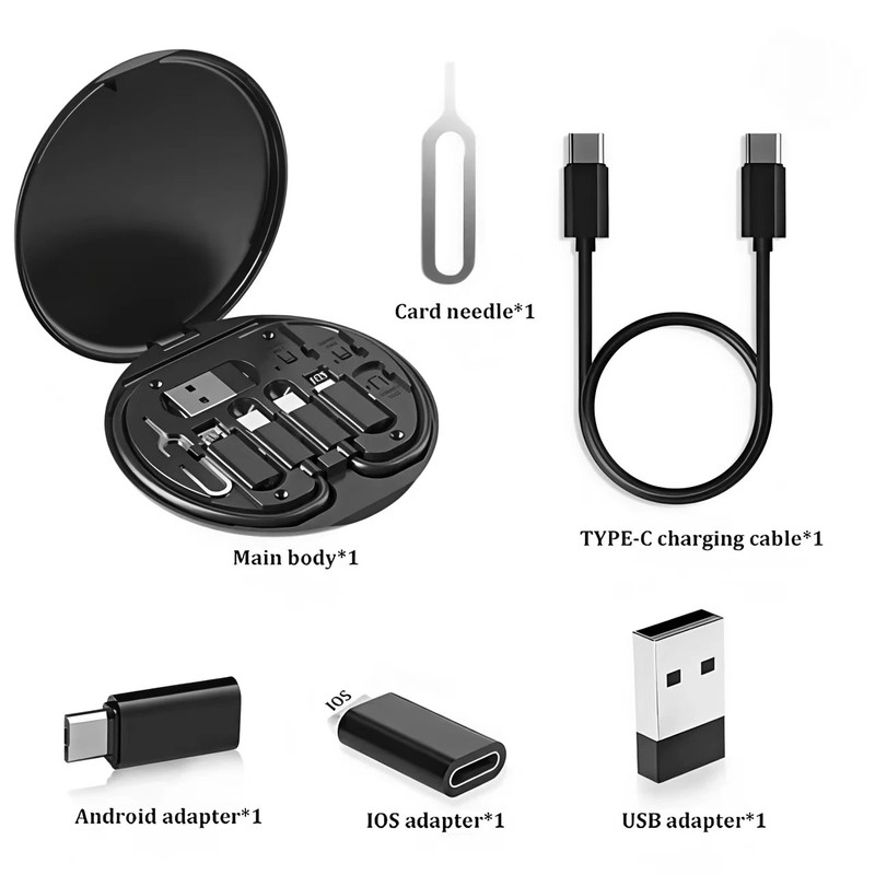 4-Port USB C Cable Kit Multi Adapter Converter Box Charging Data Transfer Case