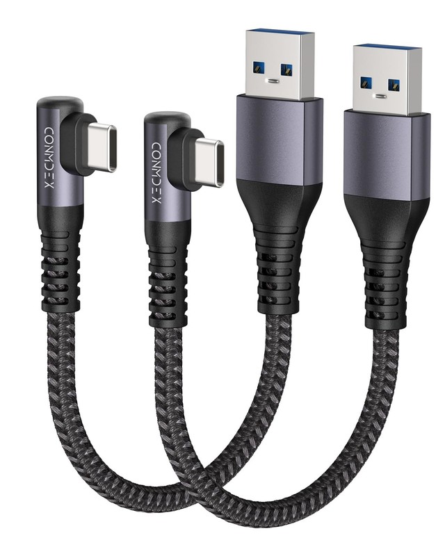 CONMDEX USB C Charger Cable [1ft, 2Pack] 10Gbps 3.1 Gen 2 1ft+1ft, Grey