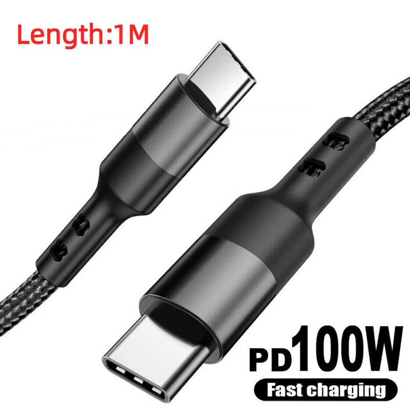 USB-C to PD 100W 5A Fast Charger Dual Type C Charging Data Sync USB Cable