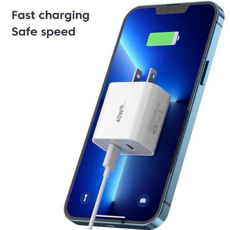 PD 40W Dual USB C Adapter Fast Charger Brick For i16 15 14 13 12 11 Samsung Lot gallery