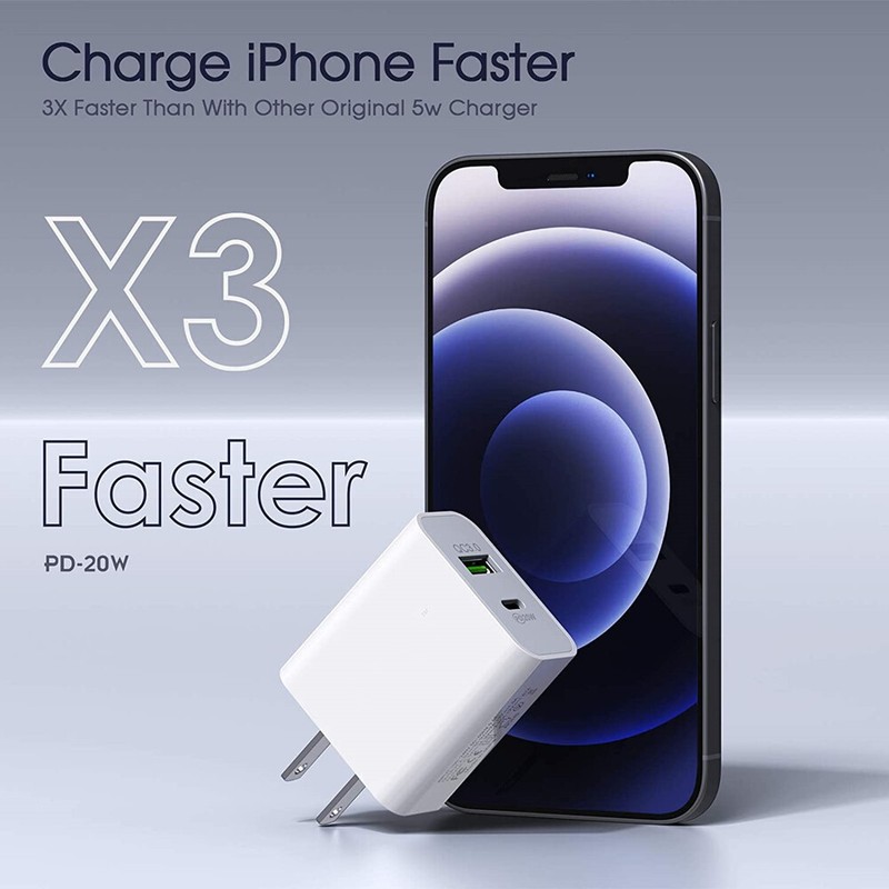 20W Wall Adapter QC Charger PD Fast Charging Cable For iPhone 14 13 12 11 XR X 8 gallery