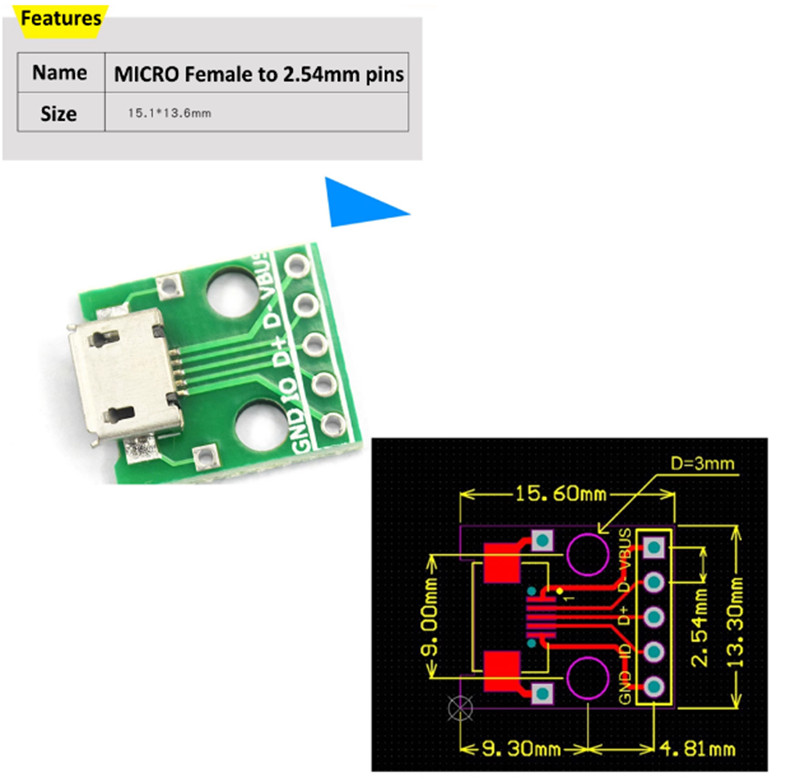 Typec Soldered Module Circuit Board Power Supply-USB to2.0/3.0 Female/Male MICRO gallery