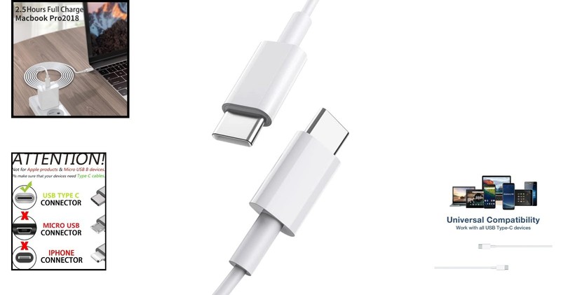 2 Pack USB C to Type C High Speed Cable - 3.3FT, Ideal for Smartphones & Tablets gallery