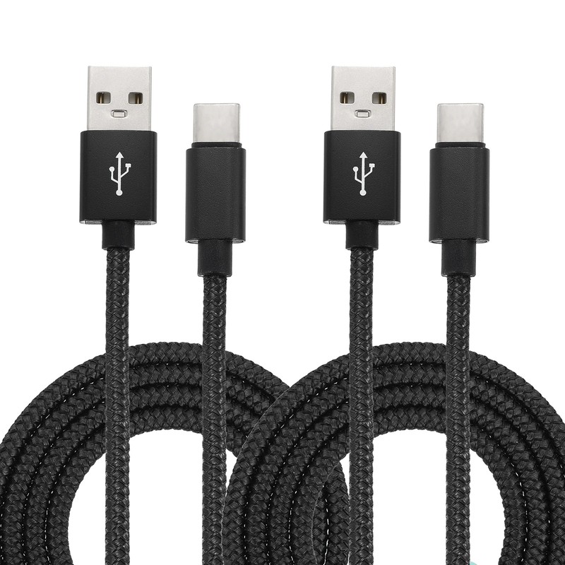 3.28ft USB Type C Charger Cable 2pcs 2.4A Type-C Braided Data Cord Black