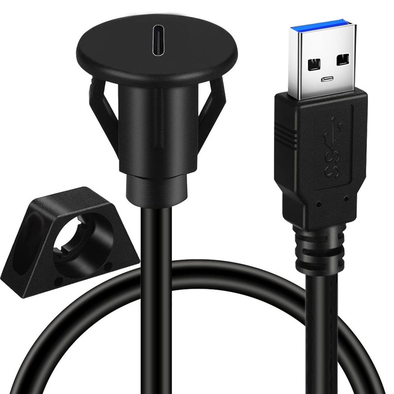 Small USB 3.0 Male to Type C 3.0 Female Car Flush Mount Cable USB C 3.0 Panel…