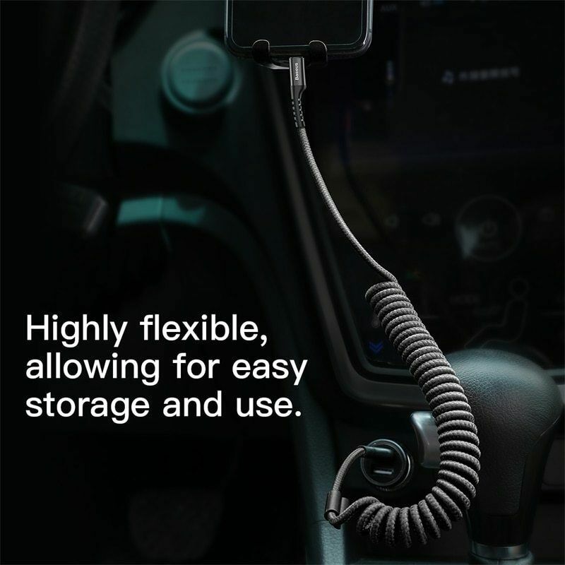 Baseus Coiled Elastic USB Data Charging Cable For iPhone14 13 12 11 Pro Xs X 8 7 gallery