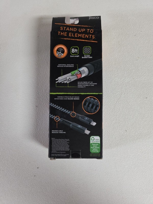 Eco Survivor USB C table Extra Long 8 ft Braided NOS iPhone iPad Ipod See Photos gallery