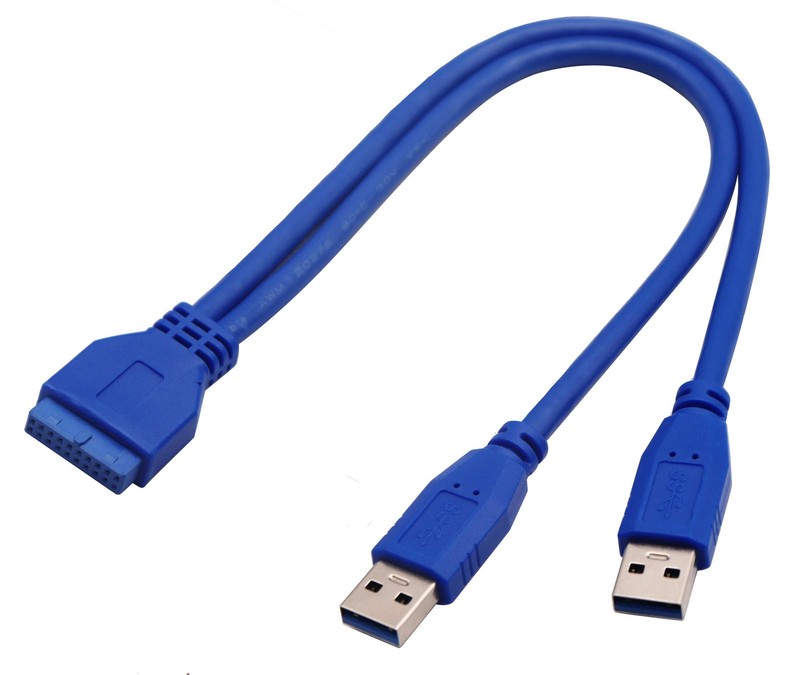 2 Port USB 3.0 Splitter Adapter Cable Dual Port USB 3.0 A Male to 20 Pin Moth…