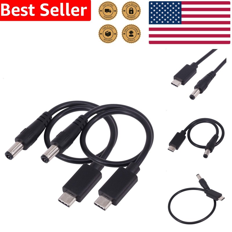 2 Pack USB-C to DC 5.5×2.5mm Male Power Charging Cable 0.25m Fast Charge