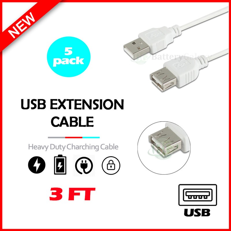 5X USB 3′ Extension Cable Cord for Apple iPhone 12/12 Mini/12 Pro/12 Pro Max/SE