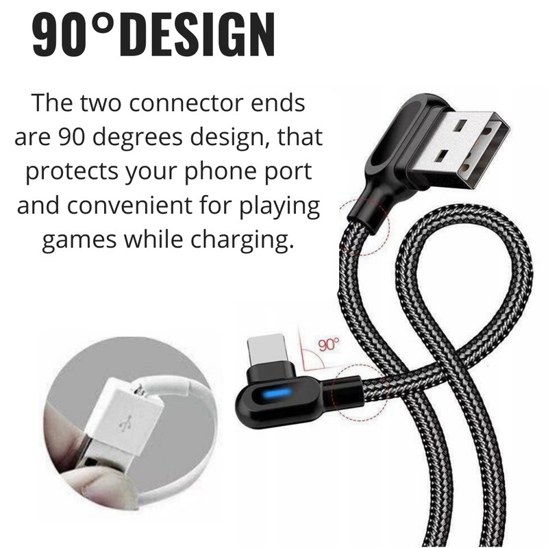 90° Right Angle USB Charger Cable Fast Charging Lead For iPhone 14 13 12 11 8 XR gallery