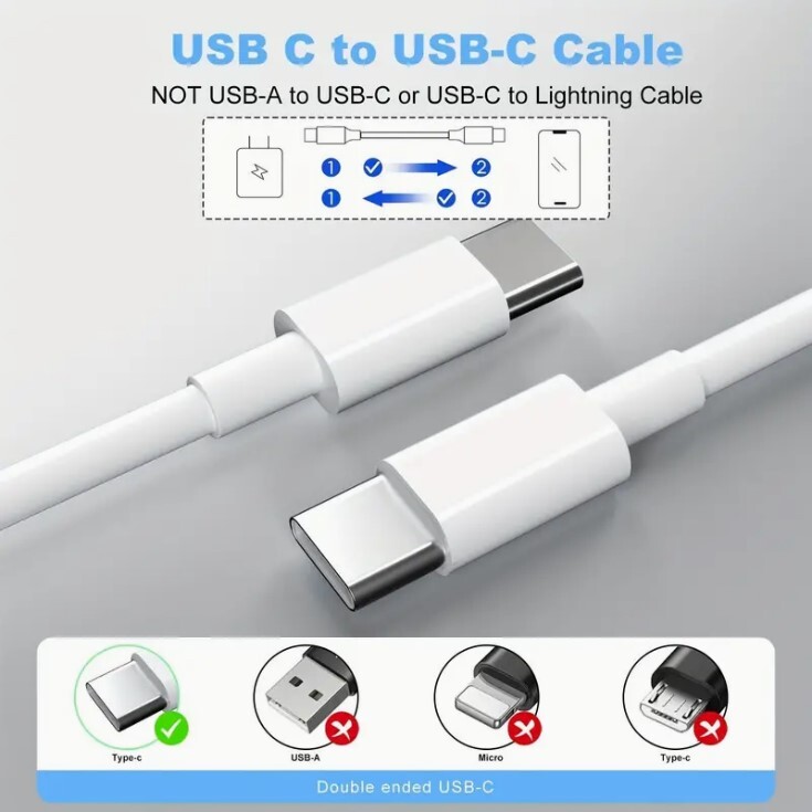 IPhone 16 15 Pro Max USB-C to USB-C Cable Fast Charger lot Type C Charging Cord gallery