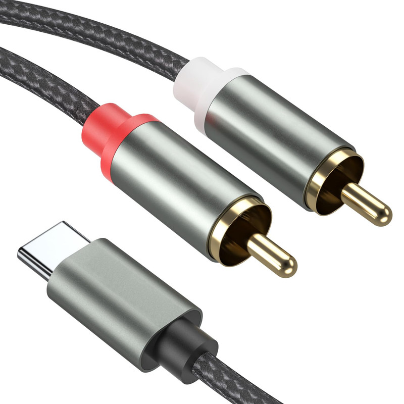 USB C to 2 RCA Audio Cable, RCA Cables Type-C to 2 Male RCA to USB C for I-Pad,