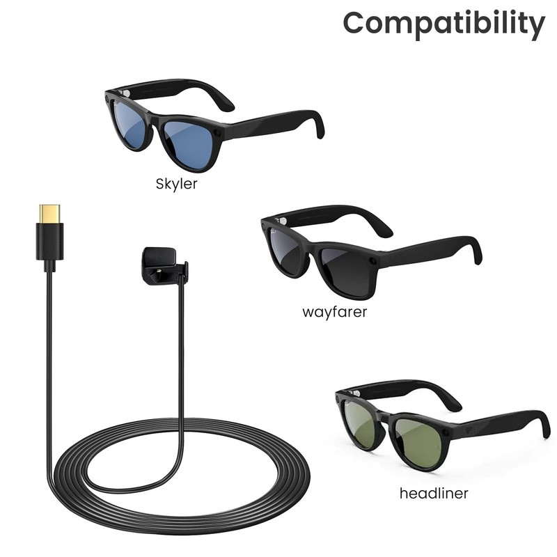 2-Pack USB C Charging Cable for Ray-Ban Meta Wayfarer Smart Glasses, Magnetic... gallery
