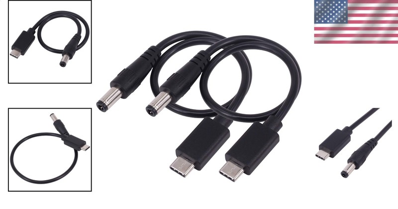 2 Pack USB-C to DC 5.5x2.5mm Male Power Charging Cable 0.25m Fast Charge gallery