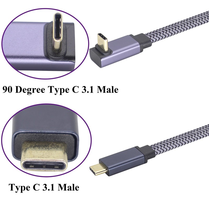 USB 3.1 Flat Braided Cable,60W 3A 90 Degree Tpye USB 3.1 Gen2 Fast Charging,D... gallery