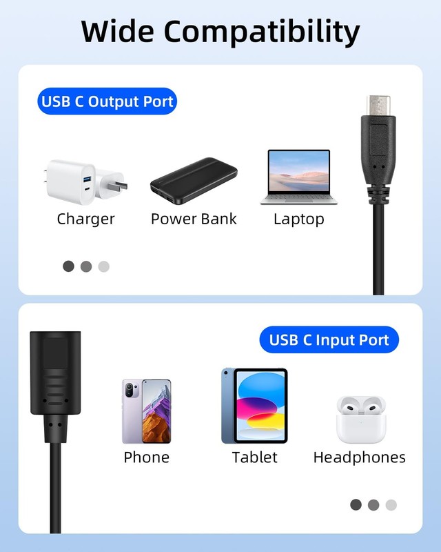 USB C Multi Charging Cable 30cm, 5V/3A USB C Splitter 1 in 3 Out, Type C Spli... gallery