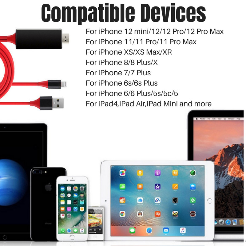 1080P HDMI Adapter Cable Phone to AV TV Cord Digital Converter For iPhone iPod gallery