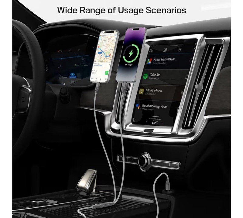 TIPSEAN Gray USB C~USB C 2-in-1 cable of 140 W maximum, fast charging cable gallery