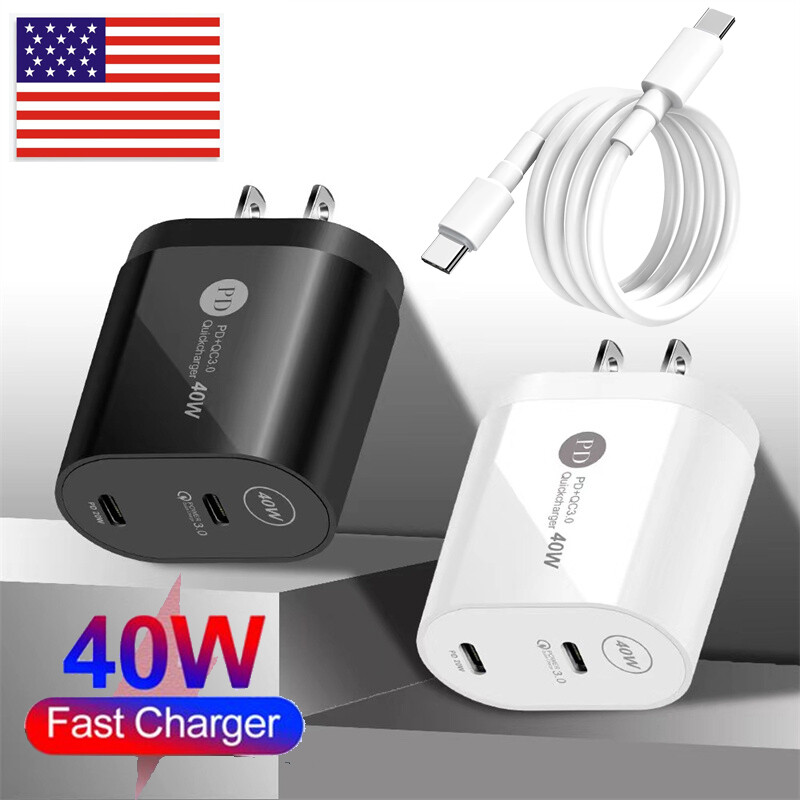 40W Type-C USB-C Super Fast Wall Charger + 3FT PD Cable For Samsung Galaxy S24