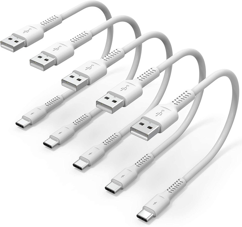 Mini 6 inch Short Charger Cable Fast Charging Cord USB A to Type C 5 Pack gallery