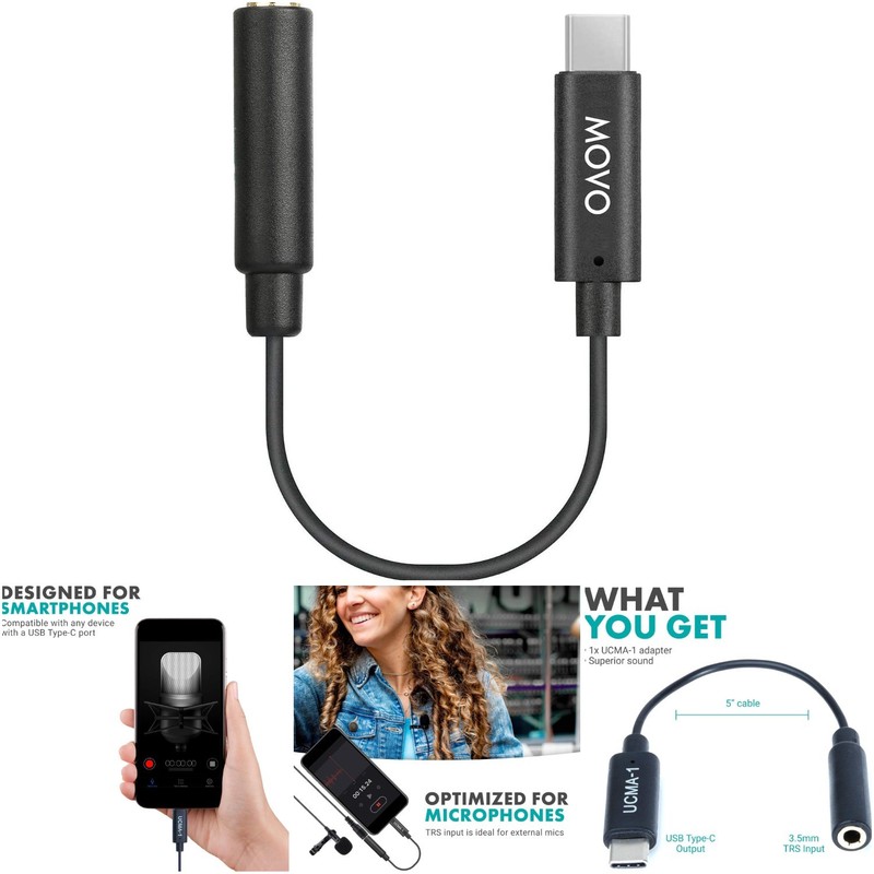 3.5mm TRS Mic Adapter USB-C Dongle for High-Quality Audio – Compact