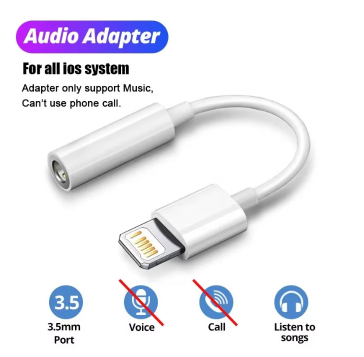 For iPhone Headphone Adapter Jack 8 Pin to 3.5mm Aux Cord Dongle Converter Lot gallery