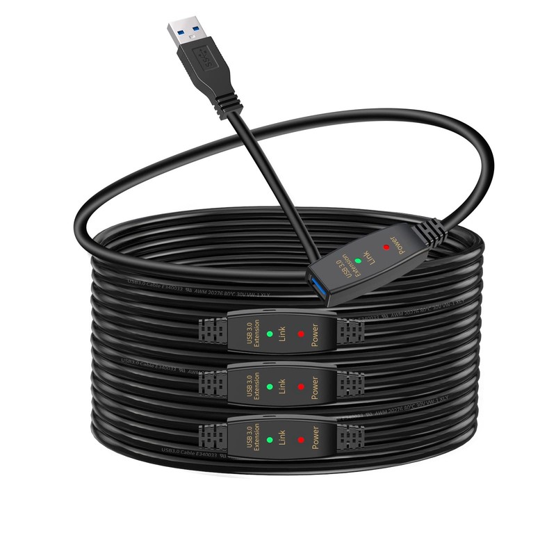 75ft Active USB 3.0 Extension Cable with Signal Booster, USB A Male to Female…