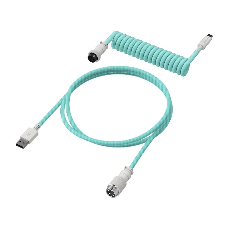 HyperX Coiled USB C to USB A Cable Aviator Connector Light Green White 3 Pack gallery