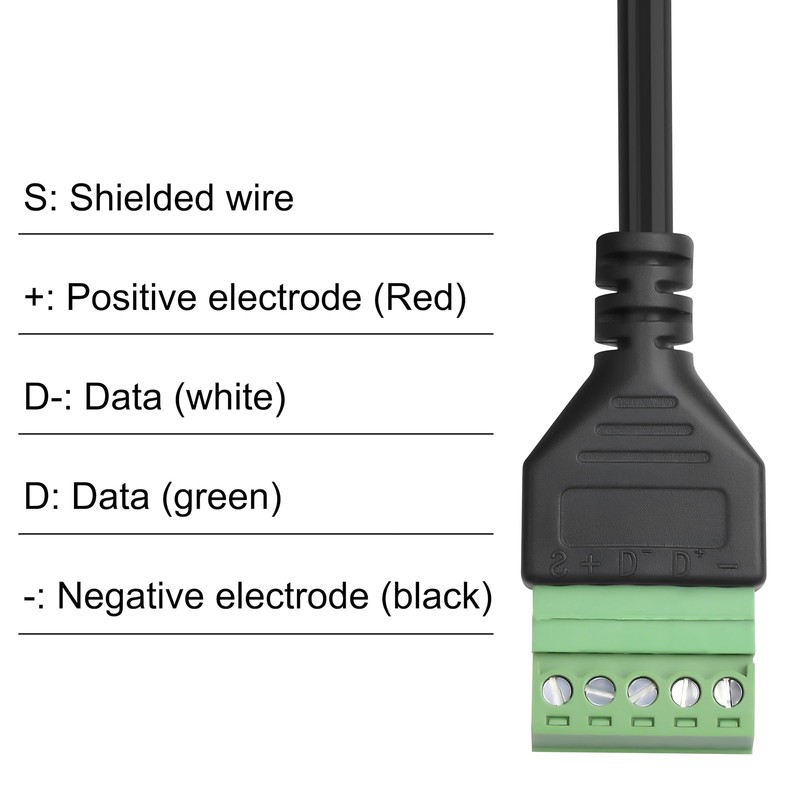 2 PCS USB 2.0 Female Plug Screw Terminal Block Solderless Cable 5 Pin 30cm gallery