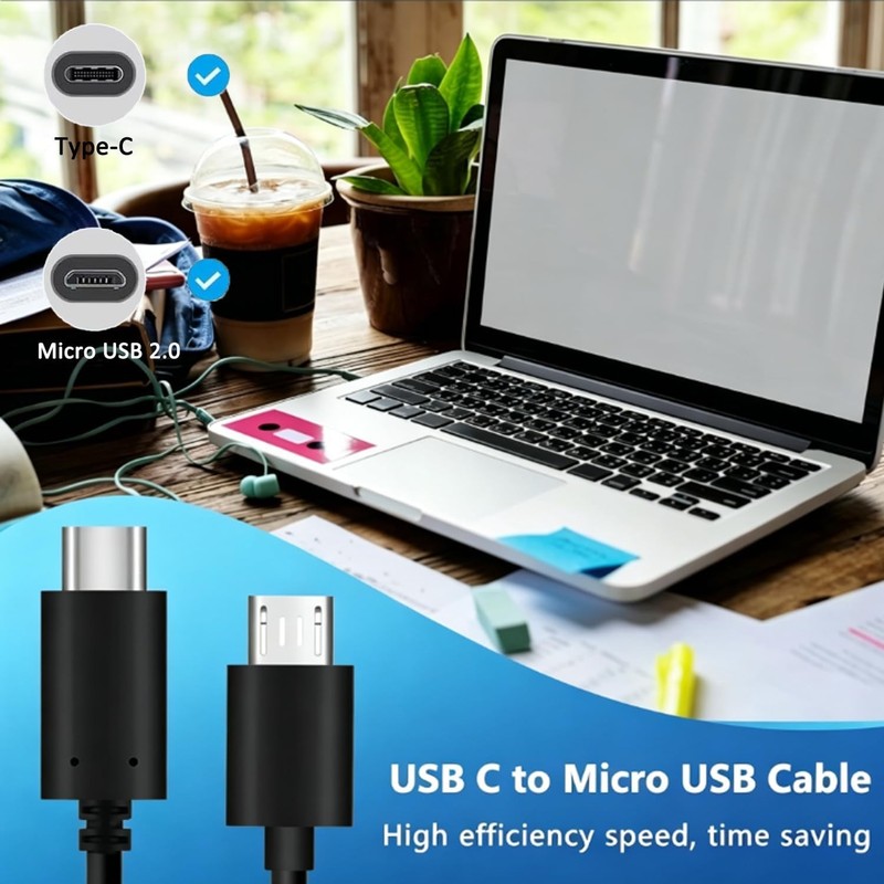 USB Type C to Micro 5V/2.4A Data & Sync Transfer OTG charging cable - Black Lot gallery
